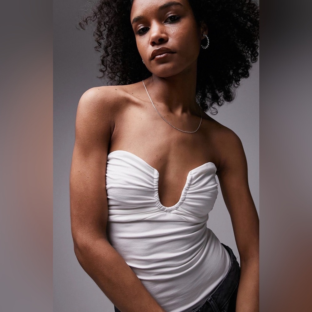 Topshop ruched strapless top